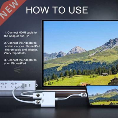 HDMI Adapter for Lightning to Digital AV Converter 4K USB Ca