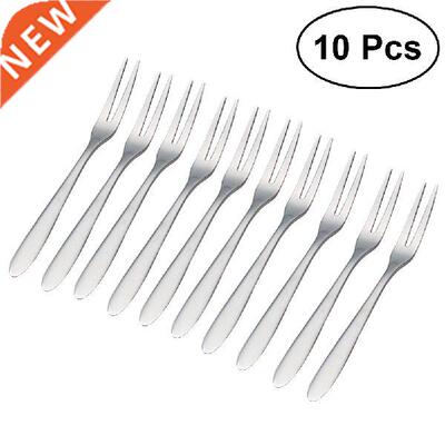 10pcs Stainless Steel Cocktail Forks Fruit Cake Forks