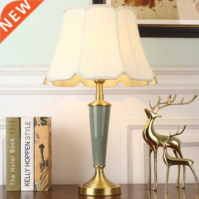 European Simple Green Ceramic Table Lamp Warm White Copper