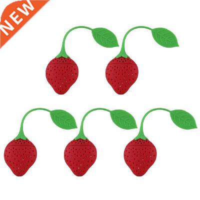 5 Silicone Tea Infuser Red Strawberry Shaped Reusable Mesh
