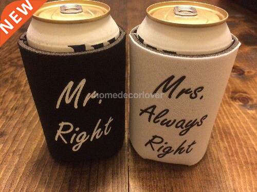 Beer Tn Can Cooler Sleeve Holder Weddng Favor Mr. Rght