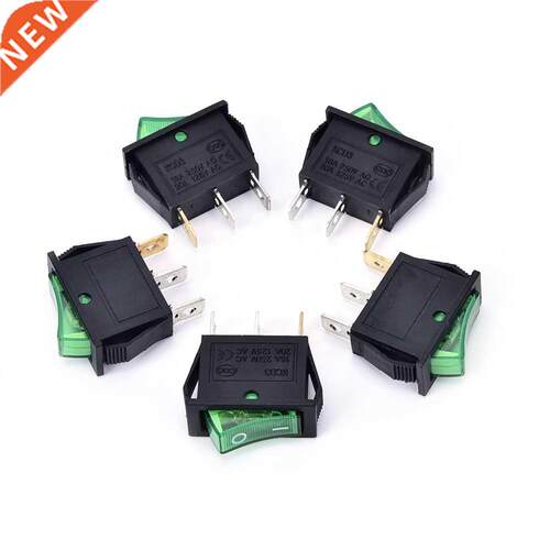 5pcs ON/OFF Green LED SPST 3PIN Boat Rocker Switch Car Dash