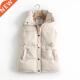Women Solid Stand Autumn Drawstring Winter Vest 2022 Loose