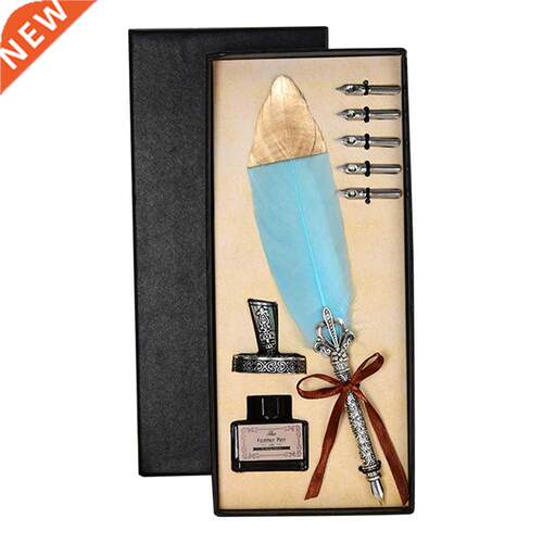 Upscale Calligraphy Feather Dip Pen Set Copper Pen Handle