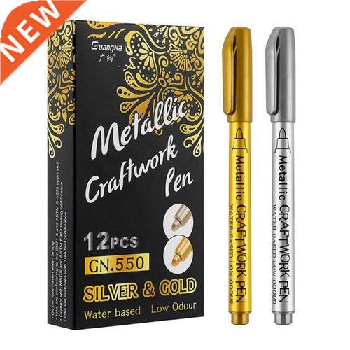 Metallic Waterproof Permanent Paint Marker Pens Gold And