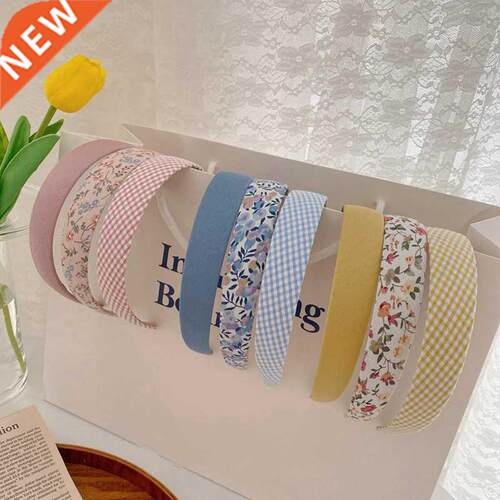 3pcs Vintage Floral Wide Headbands Solid Flower Plaids Hairb