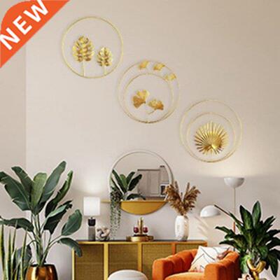 3Pcs Metal Wall Sculptures Round Leaves Wall Figurine Nature