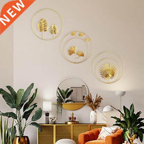 3Pcs Metal Wall Sculptures Round Leaves Wall Figurine Nature