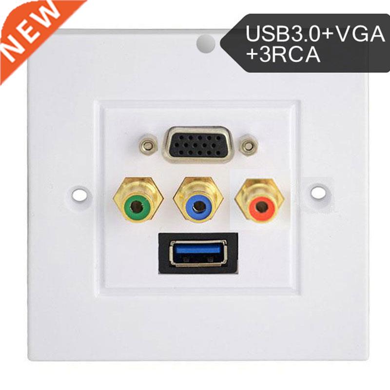 USB.0 VGA RCA AV Wall Plate Composite Video Audio Adapter