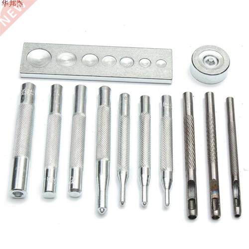 12pcs Leathercraft Die Hole Punch Snap Rivet Button Fastener