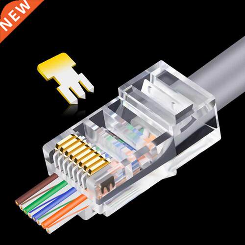 OULLX 20/50/100pcs RJ45 Connector 6U Gold PlatedPass Through