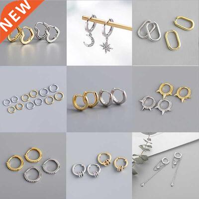 Punk Geometric 925 Sterling Silver French Hip-Hop Small Roun