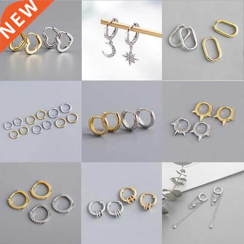 Punk Geometric 925 Sterling Silver French Hip-Hop Small Roun