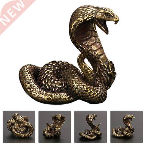 Snake Statue Decor Brass Figurine Cobra Chinese Animal
