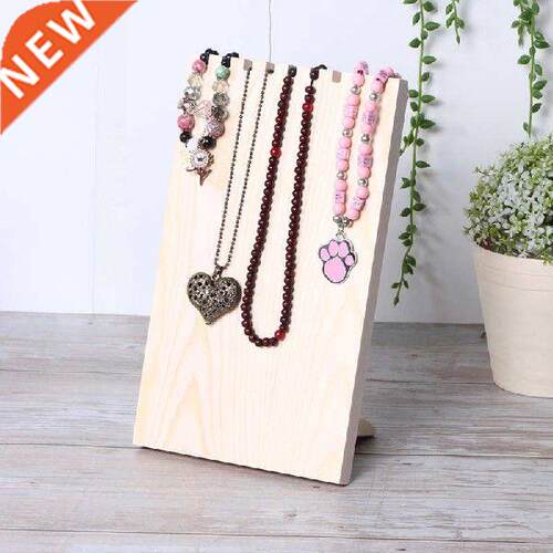 9 Slots Jewelry Display Stand Wooden Storage Rack Necklace
