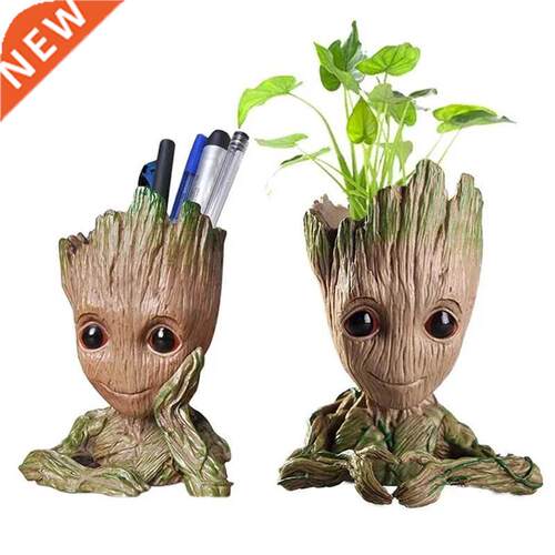 Creative Cartoon Flower Pot Groot Pen Box Storage Organizer