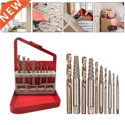 10Pcs Damaged Screw Extractor Drill Bits Guide Set Broken Bo
