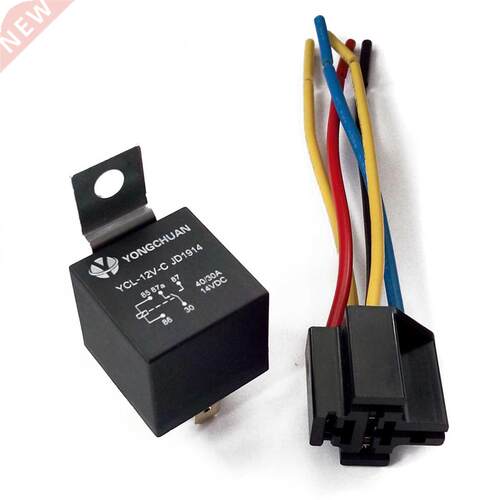 5 Set SPDT 5 Pin 5 Wire Automotive Relay & Socket DC 12V