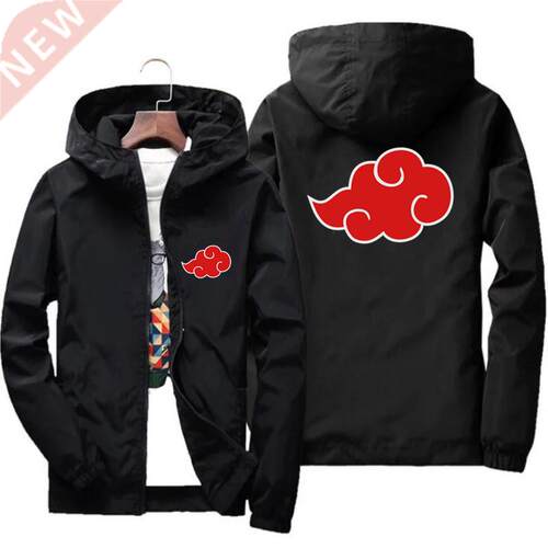Men's Akatsuki Anime Hooded Bomber Zipper Thin Windbreaker S