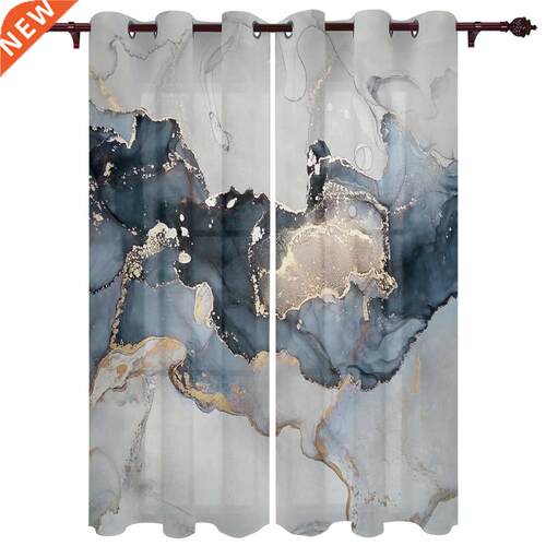 Marble Texture Ink Painting Lines Window Curtains Home