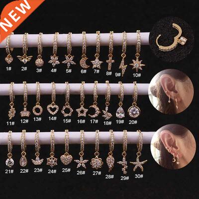 1Piece Zircon Crystal Heart Dangle Earrings 2022 for Women C