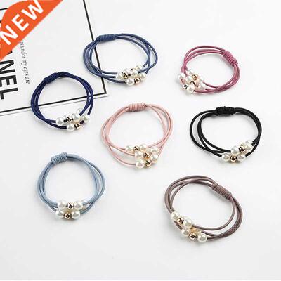 7Pcs/Lot Women Mixed Color Pearl Hair Band Basic High Elasti