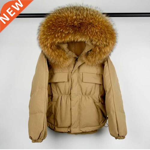 Janveny Winter Down Jacket Women Waterproof Large Natural Ra