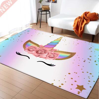 Cartoon Child Unicorn 3D printed Carpets For Living Room Bed