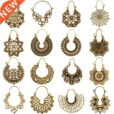 HuaTang Vintage Gold Silver Color Metal Dangle Hollow Earrin