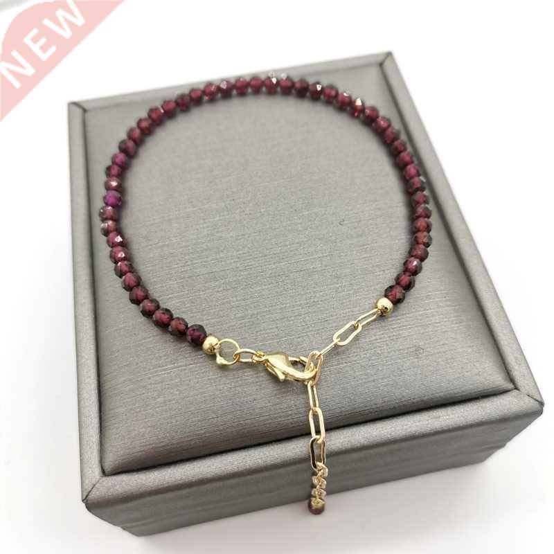 Faceted Garnet Bracelet cate Adjustable 14K Gold Filled Chai
