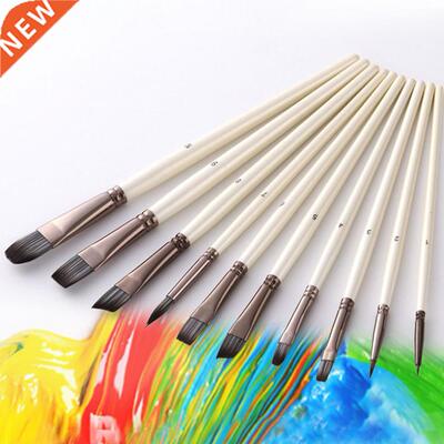 10Pcs Nylon Paint Brushes Set for Drawing Painting Acrylic W