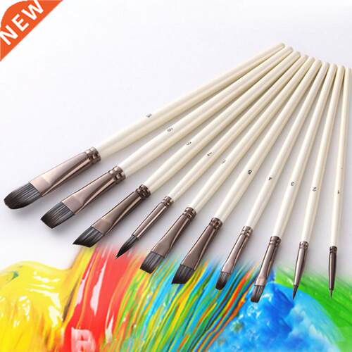 10Pcs Nylon Paint Brushes Set for Drawing Painting Acrylic W