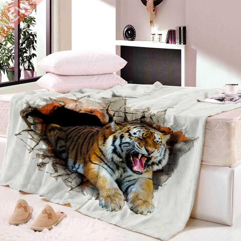 Tiger 3D Printing Fleece Blanket Adult Fashion Quilts Home