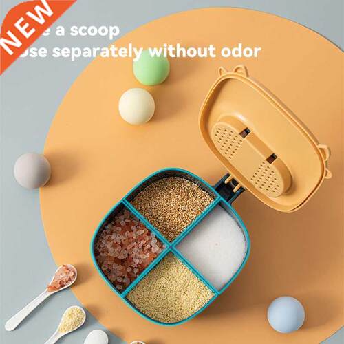 Nordic Creative Four Grid With 4 Spoons Spice Jar Cartoon
