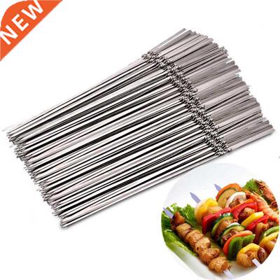 10pcs Reusable Flat Stainless Steel Barbecue Skewers Bbq