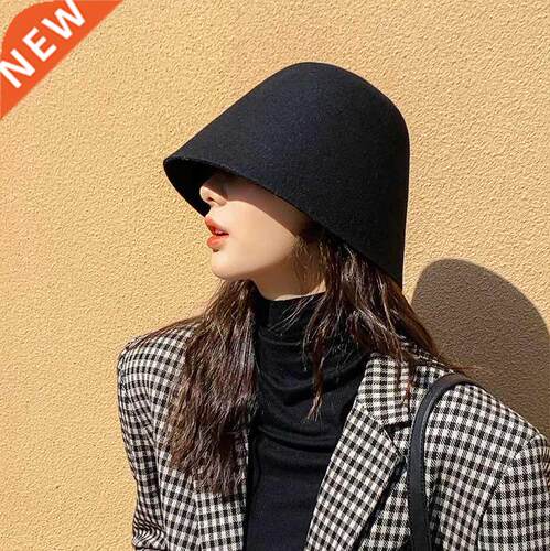 Vintage Bucket Hat Cap Panama Women Men Vintage Winter Wool
