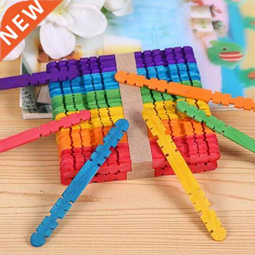 50Pcs/set Natural Wood Ice Cream Stick Kids DIY Hand Crafts