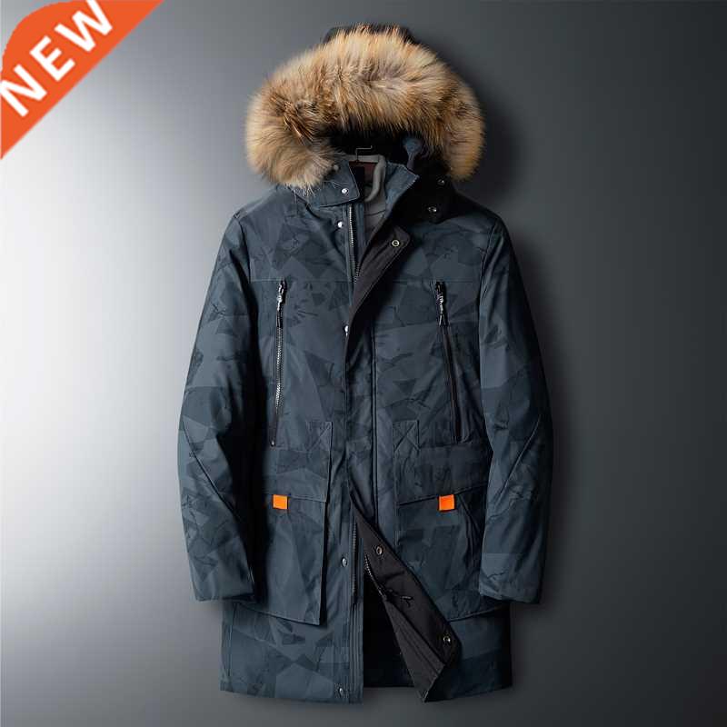 2022 Winter Down Jacket Men Solid Casual Long Parkas Mens Fu