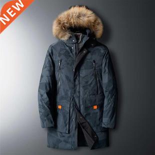 Solid Winter Jacket Mens Long 2022 Casual Men Down Parkas