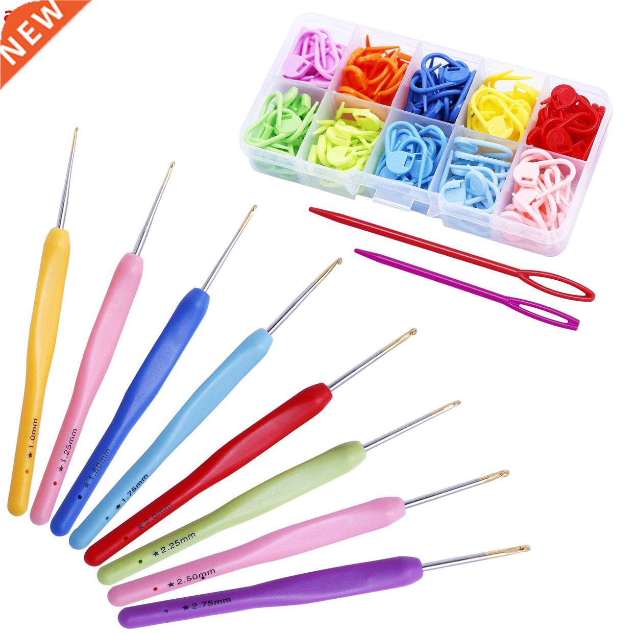 160 PCS Crochet Hooks and Locking Stitch Markers Plastic Ha图片