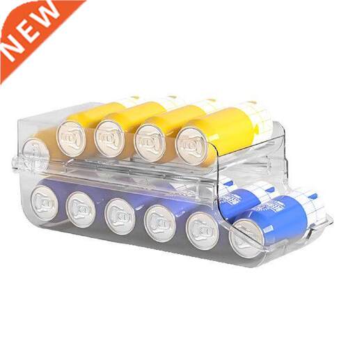 Can Dispenser For Fridge Clear Can Holder 2-Layer Clear