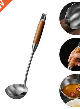 1pc Stinless Steel Spoon Oil Striner Wood Hndle Oil