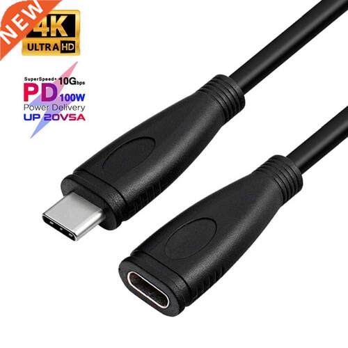 100W PD Type C Extension Cable 5A 4K 10Gbps @60Hz USB-C USB3