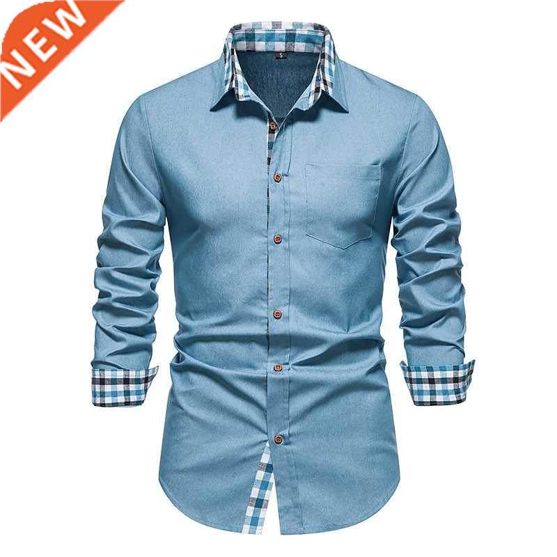 2022 autumn new mens casual formal shirt button up shirt lo