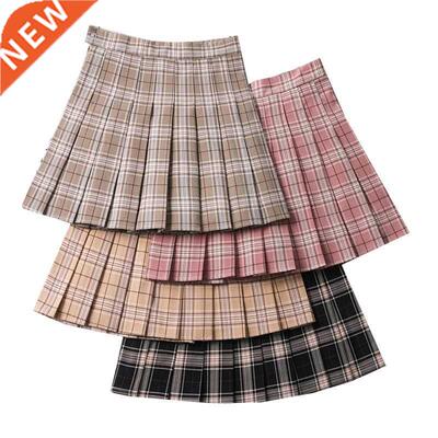 Plaid Women Mini Skirt Summer A-Line Female Pleated Skirts C
