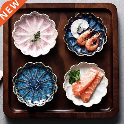 Japanese ceramic kiln change lotus leaf dish snack
