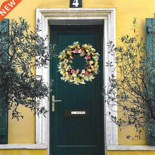 45cm Door Wreath Floral Summer Round Rose Garland Window