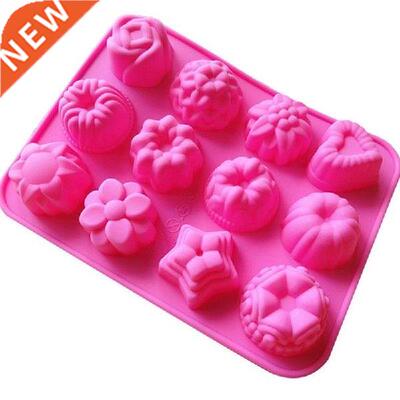 Flower Shaped Silicone Mold Reusable 12-Cavity Cake