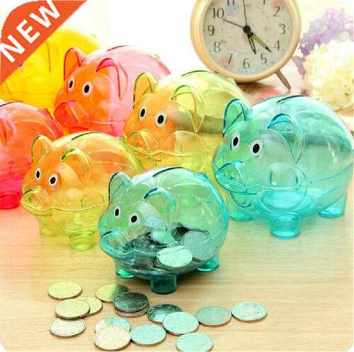 Transparent Plastic Money Saving Box Case Coins Piggy Bank