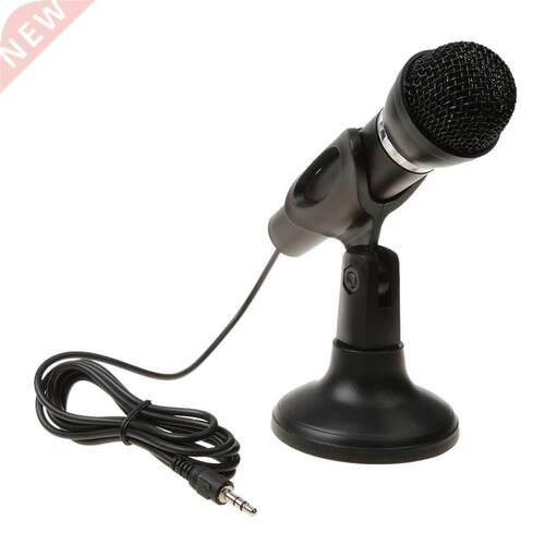 3.5mm Jack Stereo Plug Microphone Mic+Stand for PC Laptop No